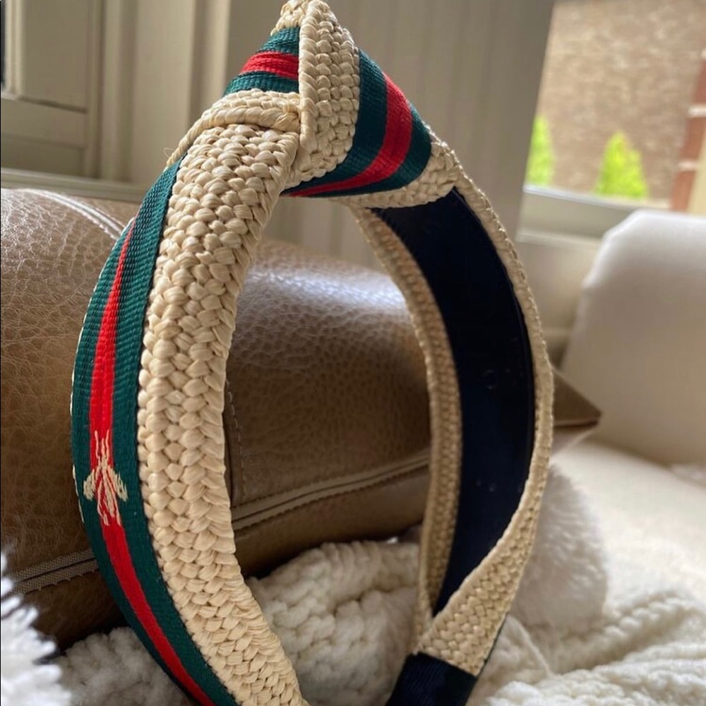 Natural Rattan Bee & Stripe Headband